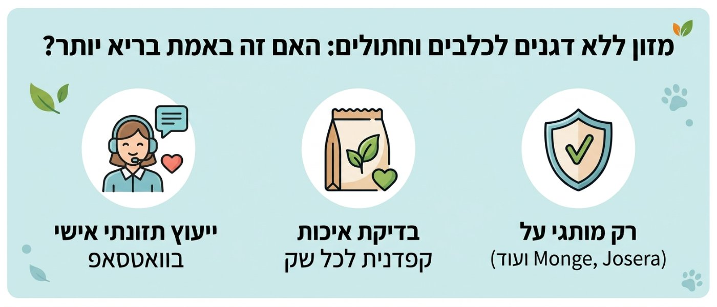 יתרונות מזון ללא דגנים לכלבים וחתולים - ייעוץ תזונתי ומותגי סופר פרימיום