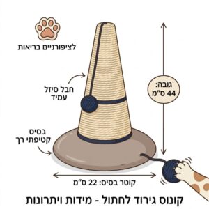 קונוס גירוד לחתולים עם כדור משחק – פתרון מושלם לציפורניים בריאות – תמונה 2