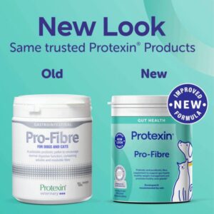אריזה חדשה של תוסף פרוטקסין פרו פייבר (Protexin Pro-Fibre) לבעיות עיכול אצל כלבים וחתולים