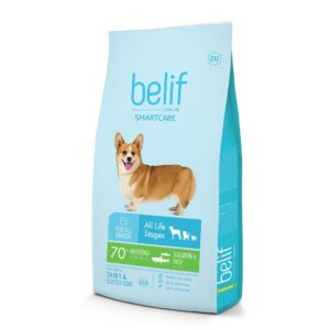 שק מזון סלמון לכלבים במשקל 18 קילו של חברת BELIF