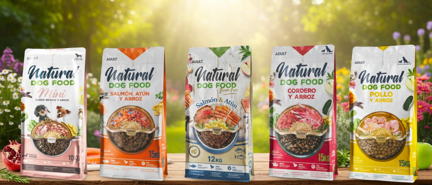 מגוון סוגי אוכל לכלבים Peskidog Natural Dog Food - סלמון, כבש, עוף וחזיר איברי