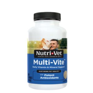 בקבוק המכיל 60 כדורי ויטמין לכלבים בוגרים של חברת NUTRI VET