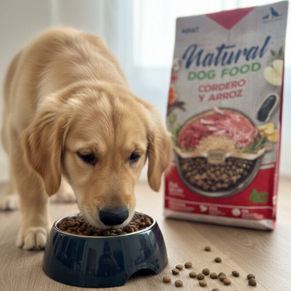כלב גולדן רטריבר אוכל מזון לכלבים Natural Dog Food כבש ואורז מקערה
