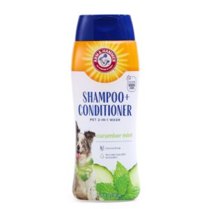 שמפו ומרכך 2 ב-1 לכלבים Arm & Hammer בניחוח מלפפון ונענע מרענן – חזית האריזה