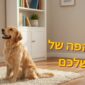 אישה מצחצחת שיניים לכלב מגזע גולדן רטריבר בעזרת מברשת ומשחת שיניים לכלבים